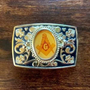 Freemason gold belt buckle